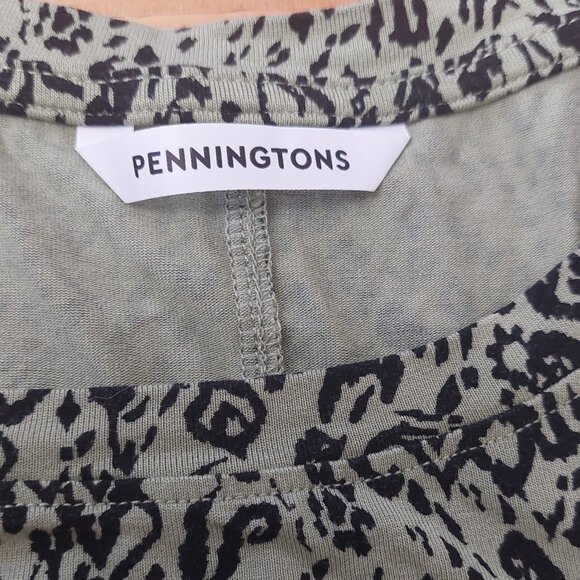 Pennington's Green and Black Patterned Sleeveless Top Scoop Plus Size Womens 1X - Picture 6 of 9